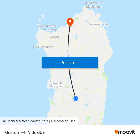 Gesturi to Viddalba map