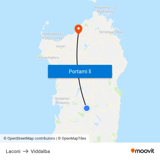 Laconi to Viddalba map