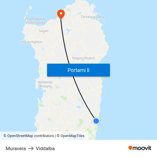 Muravera to Viddalba map