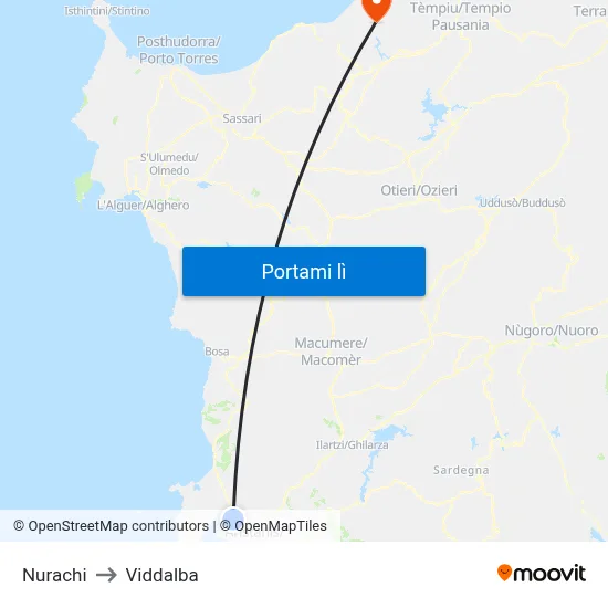 Nurachi to Viddalba map