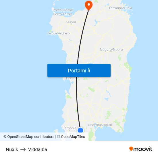 Nuxis to Viddalba map