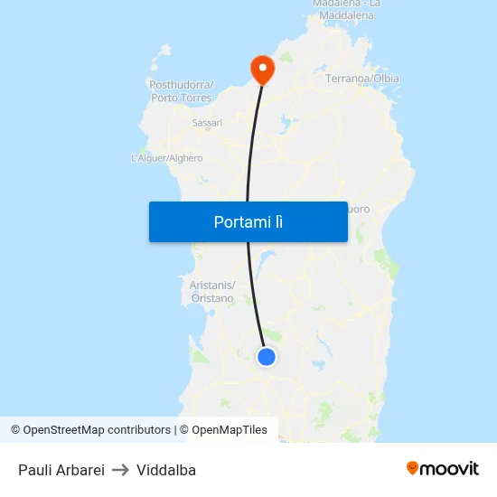 Pauli Arbarei to Viddalba map