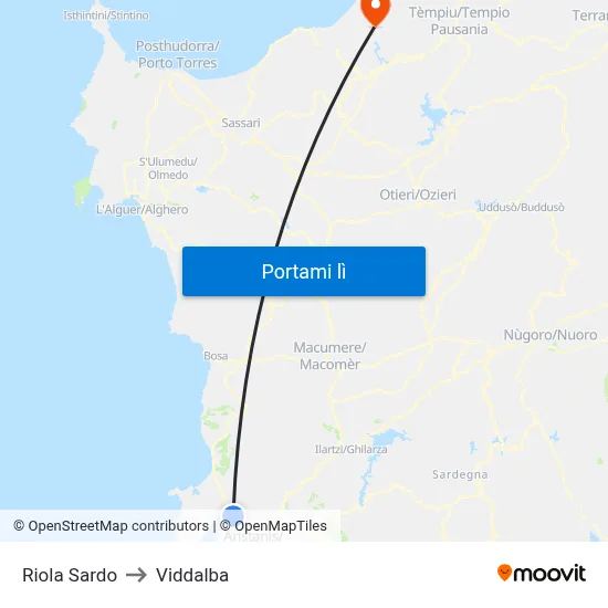 Riola Sardo to Viddalba map