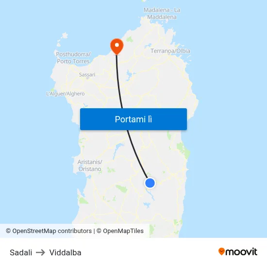 Sadali to Viddalba map
