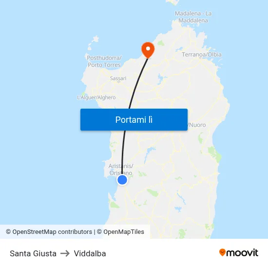 Santa Giusta to Viddalba map