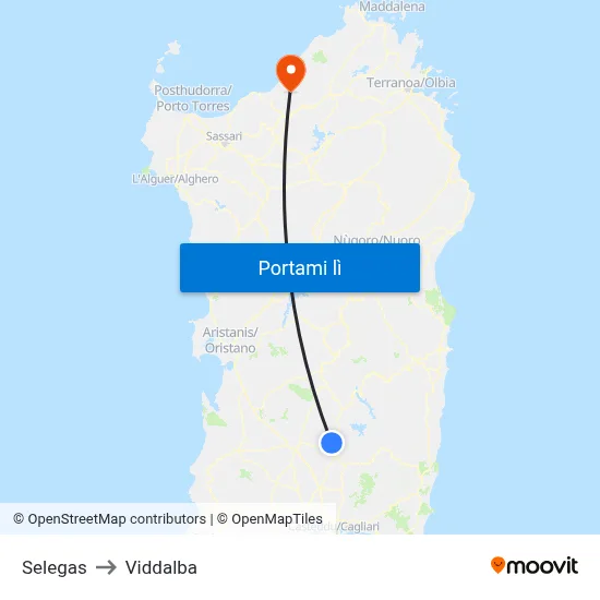 Selegas to Viddalba map