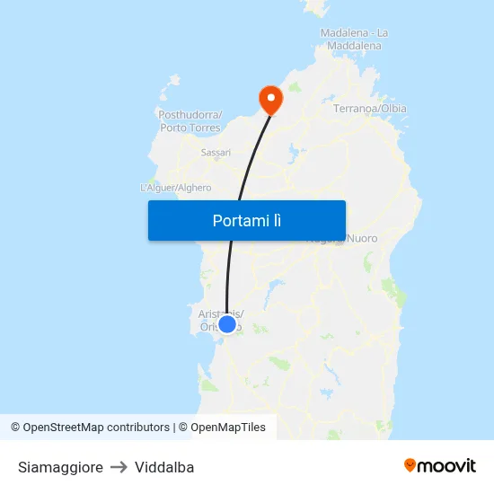 Siamaggiore to Viddalba map