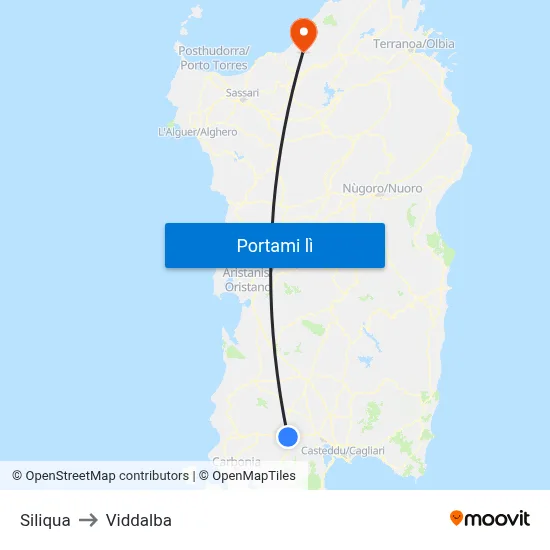 Siliqua to Viddalba map