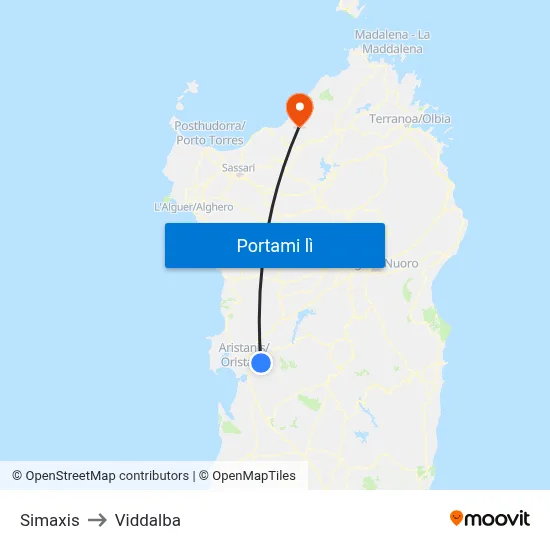 Simaxis to Viddalba map