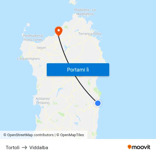 Tortolì to Viddalba map