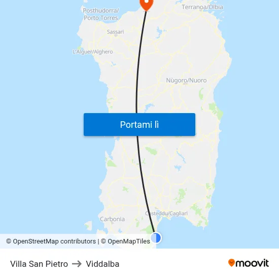 Villa San Pietro to Viddalba map