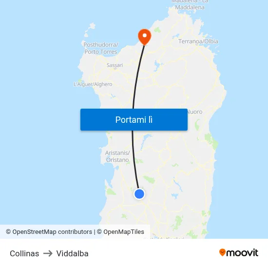Collinas to Viddalba map