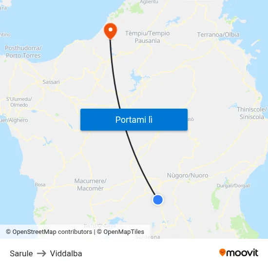 Sarule to Viddalba map