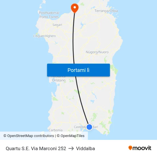 Quartu S.E. Via Marconi 252 to Viddalba map
