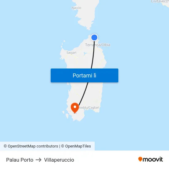 Palau Porto to Villaperuccio map