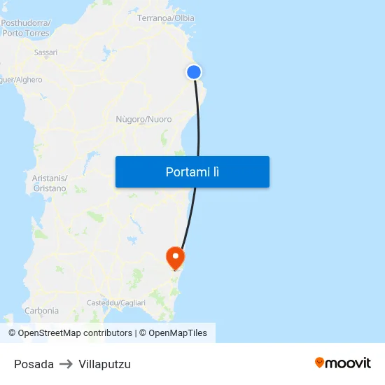 Posada to Villaputzu map