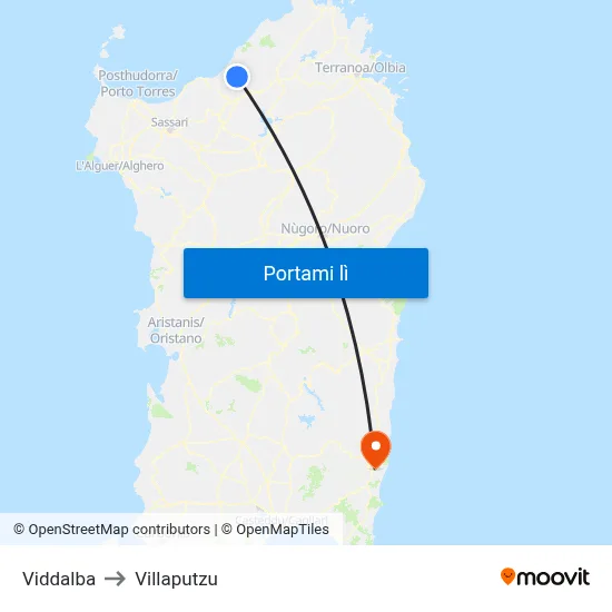 Viddalba to Villaputzu map