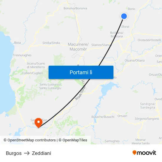 Burgos to Zeddiani map