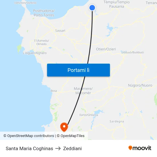 Santa Maria Coghinas to Zeddiani map