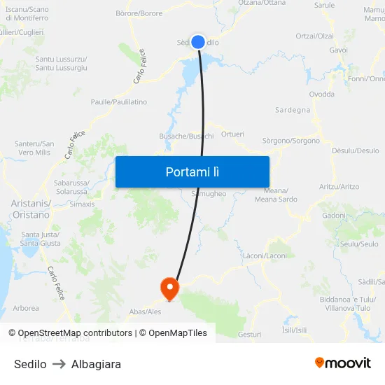 Sedilo to Albagiara map