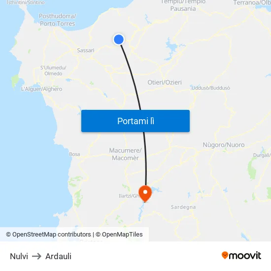 Nulvi to Ardauli map