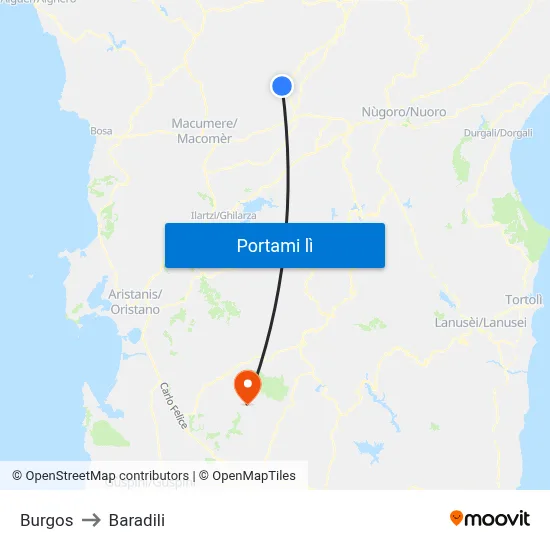 Burgos to Baradili map
