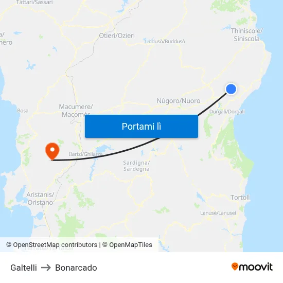 Galtelli to Bonarcado map