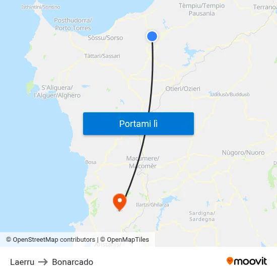 Laerru to Bonarcado map