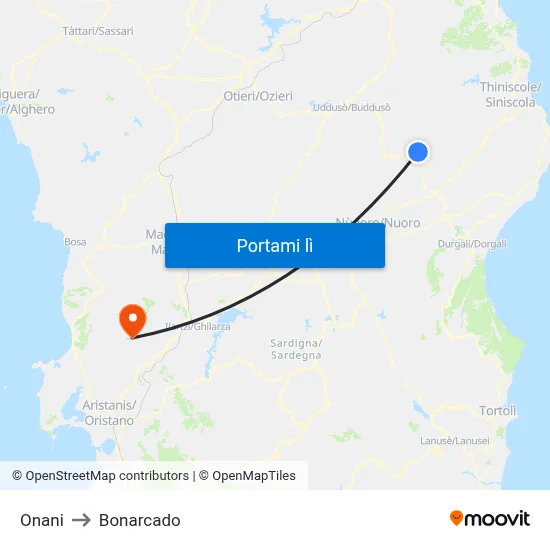 Onani to Bonarcado map