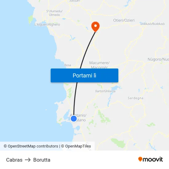 Cabras to Borutta map