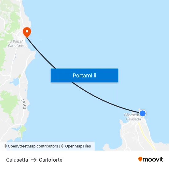 Calasetta to Carloforte map