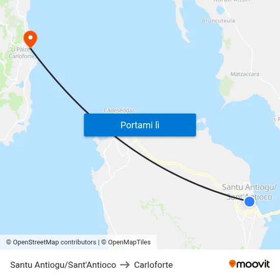 Santu Antiogu/Sant'Antioco to Carloforte map