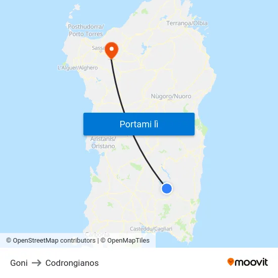 Goni to Codrongianos map