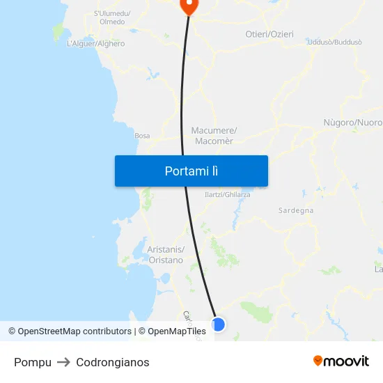 Pompu to Codrongianos map