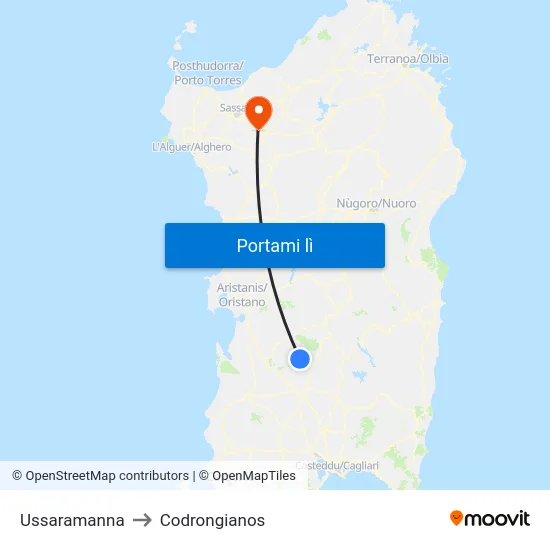 Ussaramanna to Codrongianos map