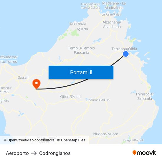 Aeroporto to Codrongianos map