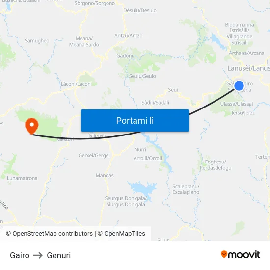 Gairo to Genuri map