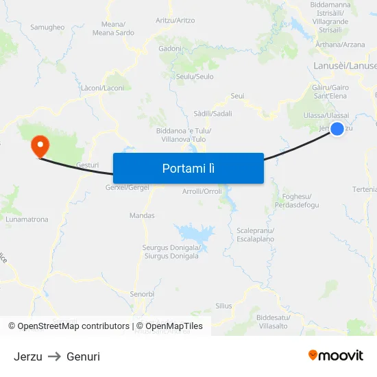 Jerzu to Genuri map