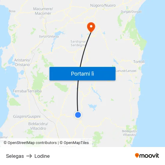 Selegas to Lodine map