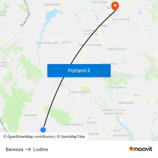 Baressa to Lodine map