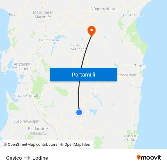 Gesico to Lodine map