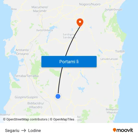 Segariu to Lodine map