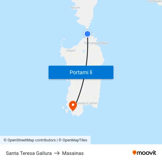 Santa Teresa Gallura to Masainas map