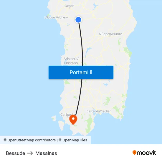 Bessude to Masainas map