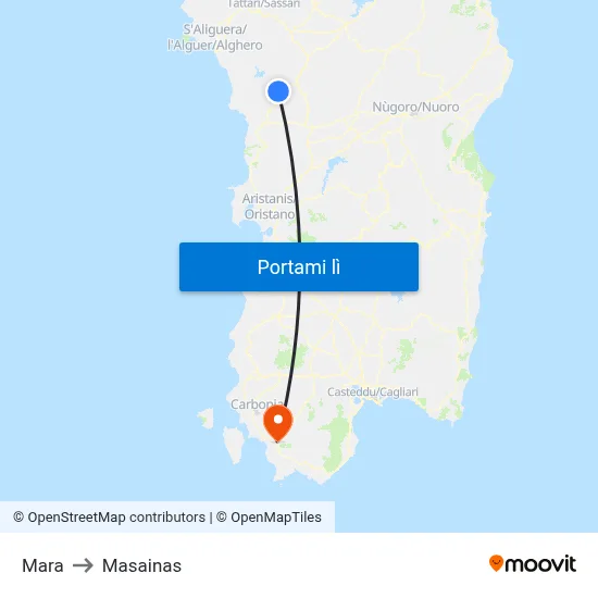 Mara to Masainas map