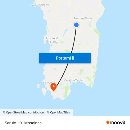 Sarule to Masainas map