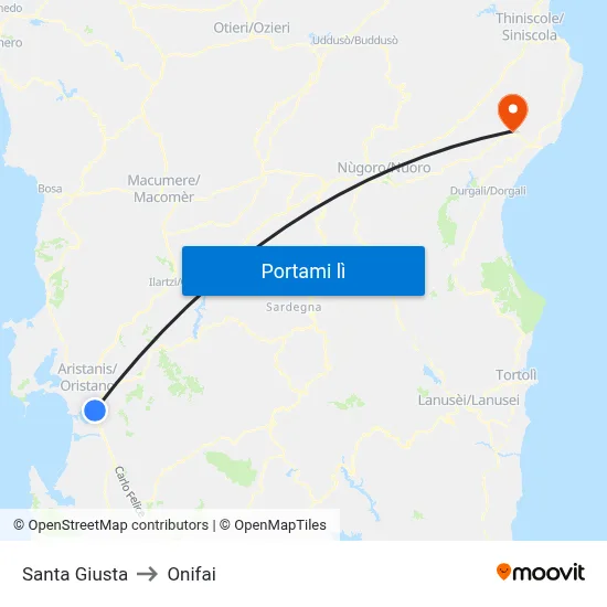 Santa Giusta to Onifai map