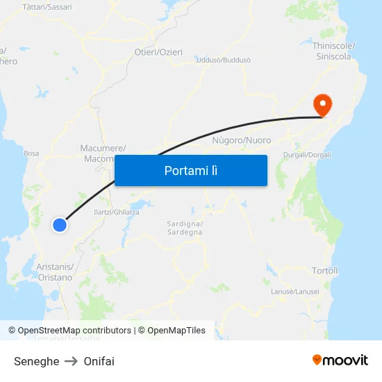 Seneghe to Onifai map