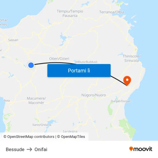Bessude to Onifai map