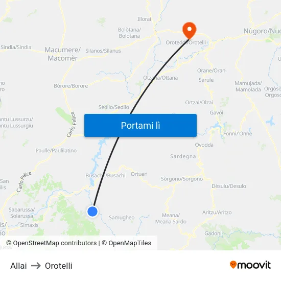 Allai to Orotelli map